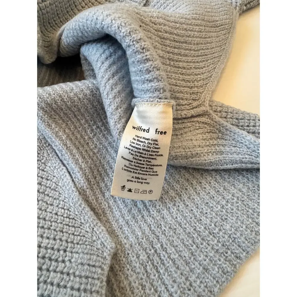 Aritzia Wilfred Free Wolter Merino Wool Waffle Knit Sweater Light Blue S Cozy - Picture 10 of 14